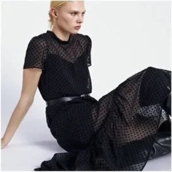 Zara Dresses & Skirts - Zara Black Midi Dress Sz M